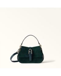 Furla - Flow Top Handle Mini Toni Dark Forest Suede + Claris Lux Calf Leather - Lyst