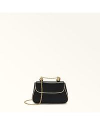 Furla - Heather Mini Bag Nero Nappa Leather + Piping Metal - Lyst