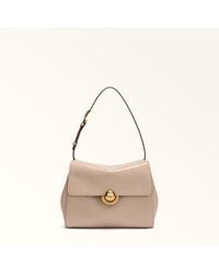 Furla - Domus Shoulder Bag Cotone G Varrenne Calf Leather + Suede - Lyst