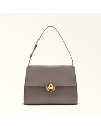 Furla - Domus Shoulder Bag Urban Varrenne Calf Leather + Suede - Lyst