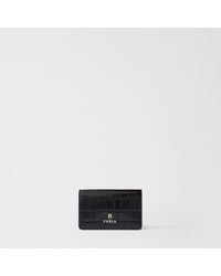 Furla - Camelia Card Case Nero Cocco Print Calf Leather - Lyst