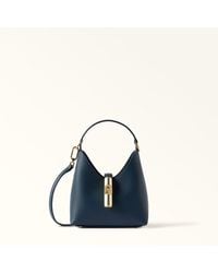 Furla - Iride Mini Bag Grigio Blu Textured Leather - Lyst