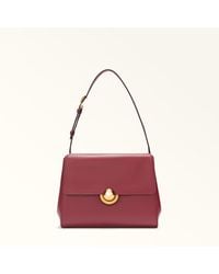 Furla - Domus Shoulder Bag Rubino Varrenne Calf Leather + Suede - Lyst