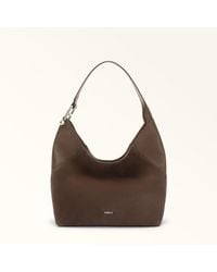 Furla - Lara Shoulder Bag Toni Espresso Suede + Grained Calf Leather - Lyst