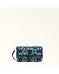 Furla - Iride Crossbody Toni Ink Flowers Jacquard Fabric + Sidney Calf Leather - Lyst