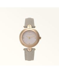 Furla - Arch-Bar Round Case Watch Vaniglia Leather + Metal - Lyst