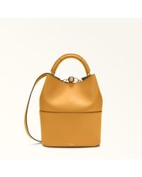 Furla - Sfera Bucket Bag Senape Napoli Double Calf Leather - Lyst