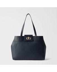 Furla - Amelia Tote Ink Diamond Grained Leather - Lyst