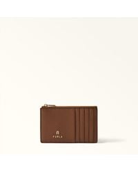 Furla - Camelia Card Case Cognac H Textured Leather - Lyst