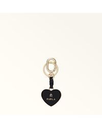 Furla - Camelia Keyring Nero Textured Leather + Metal - Lyst