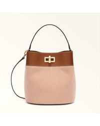 Furla - Amelia Bucket Bag S Toni Cognac Canvas Fabric + Sidney Calf Leather - Lyst