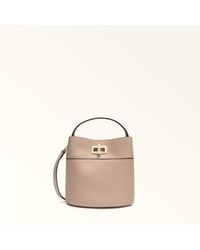 Furla - Amelia Bucket Bag L Cotone G Grained Calf Leather - Lyst