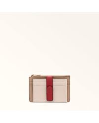 Furla - Grazia Card Case Azalea Roma Soft Calf Leather Colorblock + Grained Calf Leather - Lyst