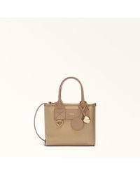 Furla - Divide It Tote Mini Naturale Canvas Fabric + Soft Calf Leather - Lyst