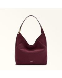 Furla - Lara Schultertasche Toni Ribes Wildleder + Genarbtes Kalbsleder Damen - Lyst