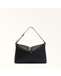 Furla - Debby Shoulder Bag L Nero Night Calf Leather + Sidney Calf Leather - Lyst