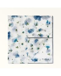 Furla - Primavera Stole 70X200 Denim Fiori Leggeri Print Chiffon Silk - Lyst