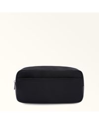 Furla - Cosmo Pouch Nero Nylon + Grained Calf Leather - Lyst