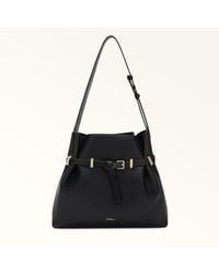 Furla - Aura Bucket Bag Nero Keria Grained Calf Leather - Lyst