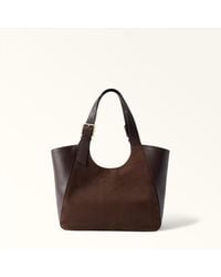 Furla - Dora Tote Toni Cioccolato Suede + Sidney Calf Leather - Lyst