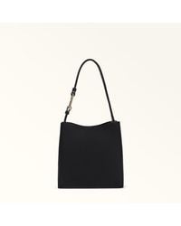 Furla - Nuvola Beuteltasche Nero Genarbtes Kalbsleder Damen - Lyst