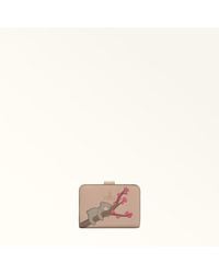 Furla - Camelia Compact Wallet Toni Cotone Eracle Grained Calf Leather With Orso Primavera Print - Lyst