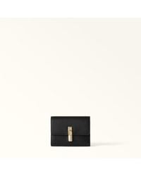 Furla - Iride Compact Wallet Nero Textured Leather - Lyst