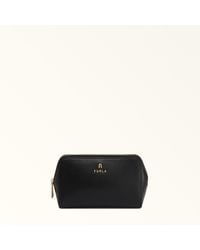 Furla - Camelia Kosmetiktasche Nero Strukturiertes Leder Damen - Lyst