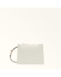 Furla - Nuvola Borsa A Tracolla Panna Pelle Di Vitello Granata Donna - Lyst