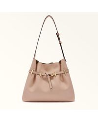 Furla - Aura Bucket Bag Anemone Keria Grained Calf Leather - Lyst
