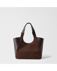 Furla - Dora Tote Toni Cioccolato Suede + Sidney Calf Leather - Lyst