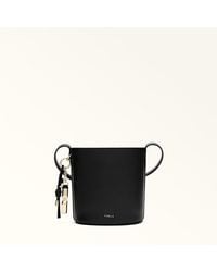 Furla - Roxie Bucket Bag Nero Textured Leather - Lyst