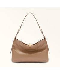 Furla - Sfera Soft Shoulder Bag Toffee Verona Calf Leather - Lyst