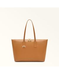 Furla - Olivia Tote Tabacco Grained Calf Leather - Lyst