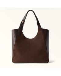 Furla - Dora Tote Toni Cioccolato Suede + Sidney Calf Leather - Lyst