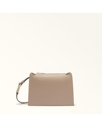 Furla - Nuvola Umhängetasche Stucco Genarbtes Kalbsleder Damen - Lyst