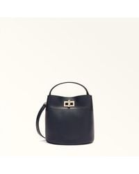 Furla - Amelia Bucket Bag Ink Grained Calf Leather - Lyst