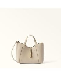 Furla - Goccia Tote Linen Night Calf Leather + Sidney Calf Leather - Lyst