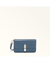 Furla - Iride Borsa A Tracolla Grigio Blu Pelle Stampata Donna - Lyst