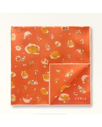 Furla - Daisy Carré Toni Paprika Crepe Satin With Scattered Floral Print - Lyst