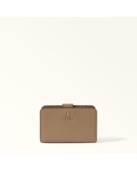 Furla - Camelia Compact Wallet Greige Textured Leather - Lyst