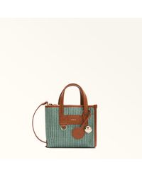 Furla - Divide It Tote Mini Toni Agave Light Tuscany Woven Colorblock + Soft Calf Leather - Lyst