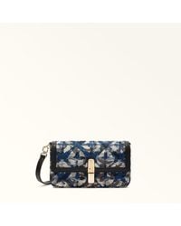 Furla - Iride Crossbody Toni Nero Flowers Jacquard Fabric + Sidney Calf Leather - Lyst