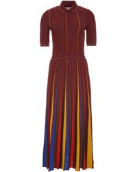 Gabriela Hearst - Calypso Pinstripe Knit Midi Dress Burnt Sienna Merino Wool - Lyst