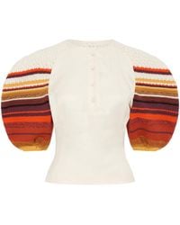 Gabriela Hearst - Elira Crochet Puff Sleeve Top - Lyst