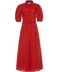 Gabriela Hearst - Maude Pleated Midi Shirtdress - Lyst