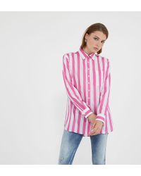 Tommy Hilfiger Chemise droite en coton rayé - Rose