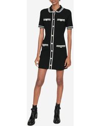 Maje Robe Ravela droite contrastée à détails bijoux - Noir