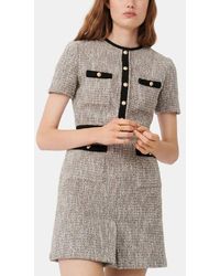 Maje Robe ajustée courte Rinie façon tweed à détails contrastés - Neutre