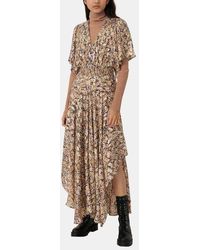 Maje Robe longue smockée Rachelle en jacquard lurex - Multicolore